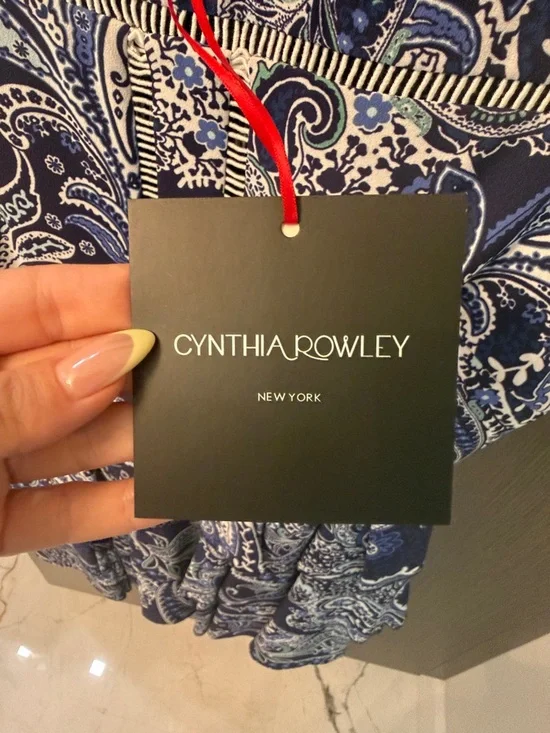 Cynthia Rowley Navy and White Paisley Tiered Mini Dress - Picture 10 of 17